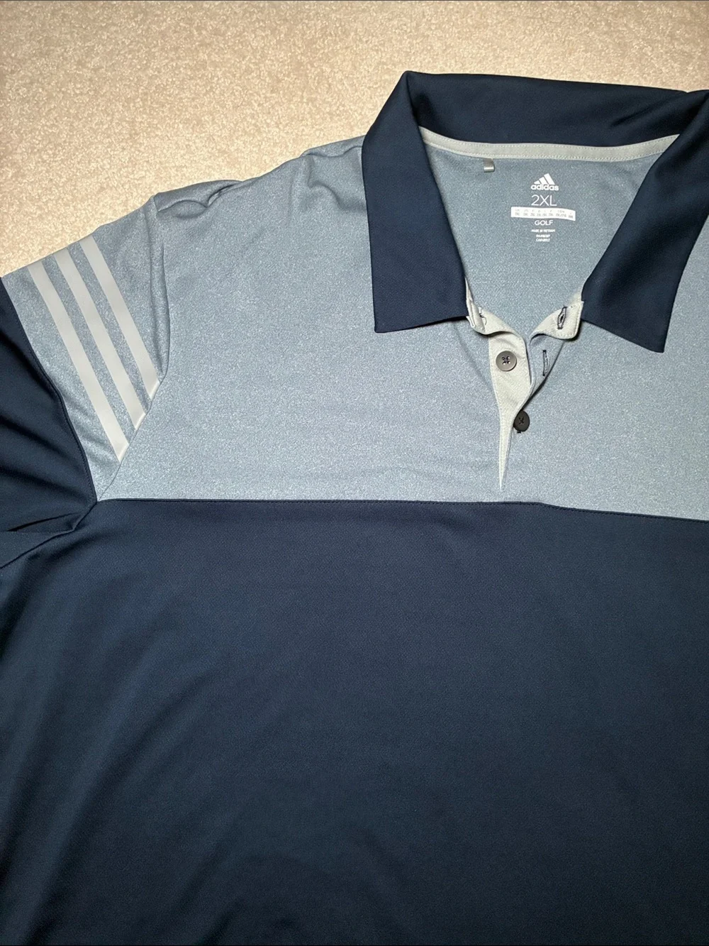 adidas Men’s Navy and Light blue Colorblock Polo